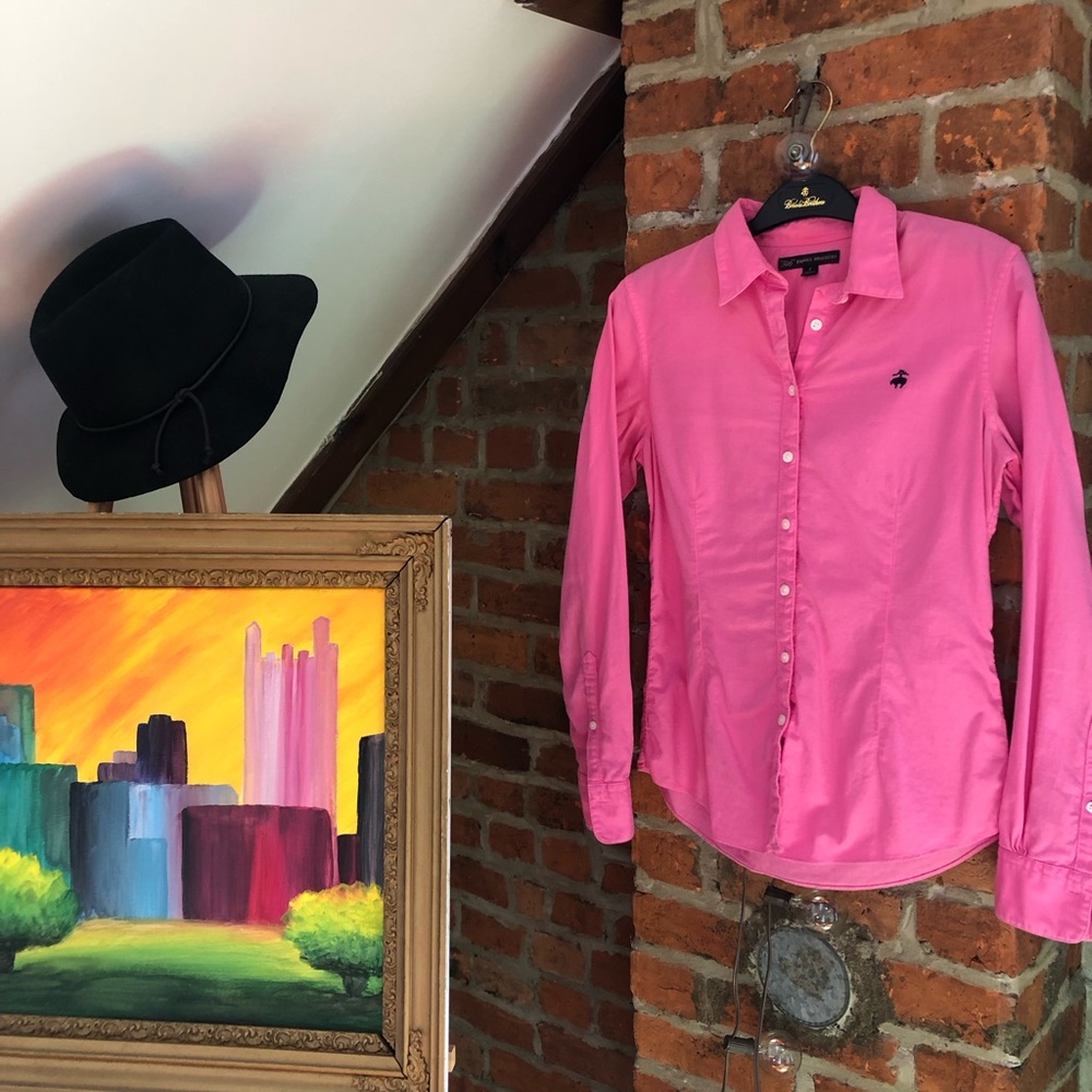 Brooks Brothers 346 Women’s Pink Button Down Polo Long Sleeve Shirt Size 2